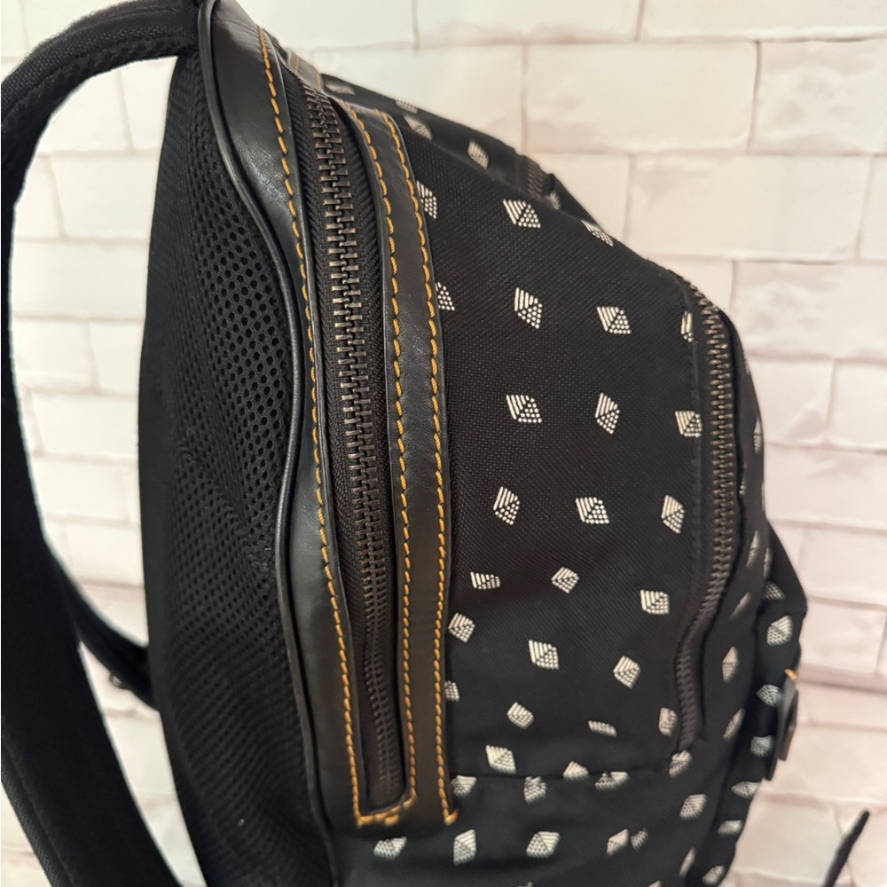 COACH Academy Backpack Travel Laptop Bag Dot Diamond Print Black Cordura - Picture 4 of 15